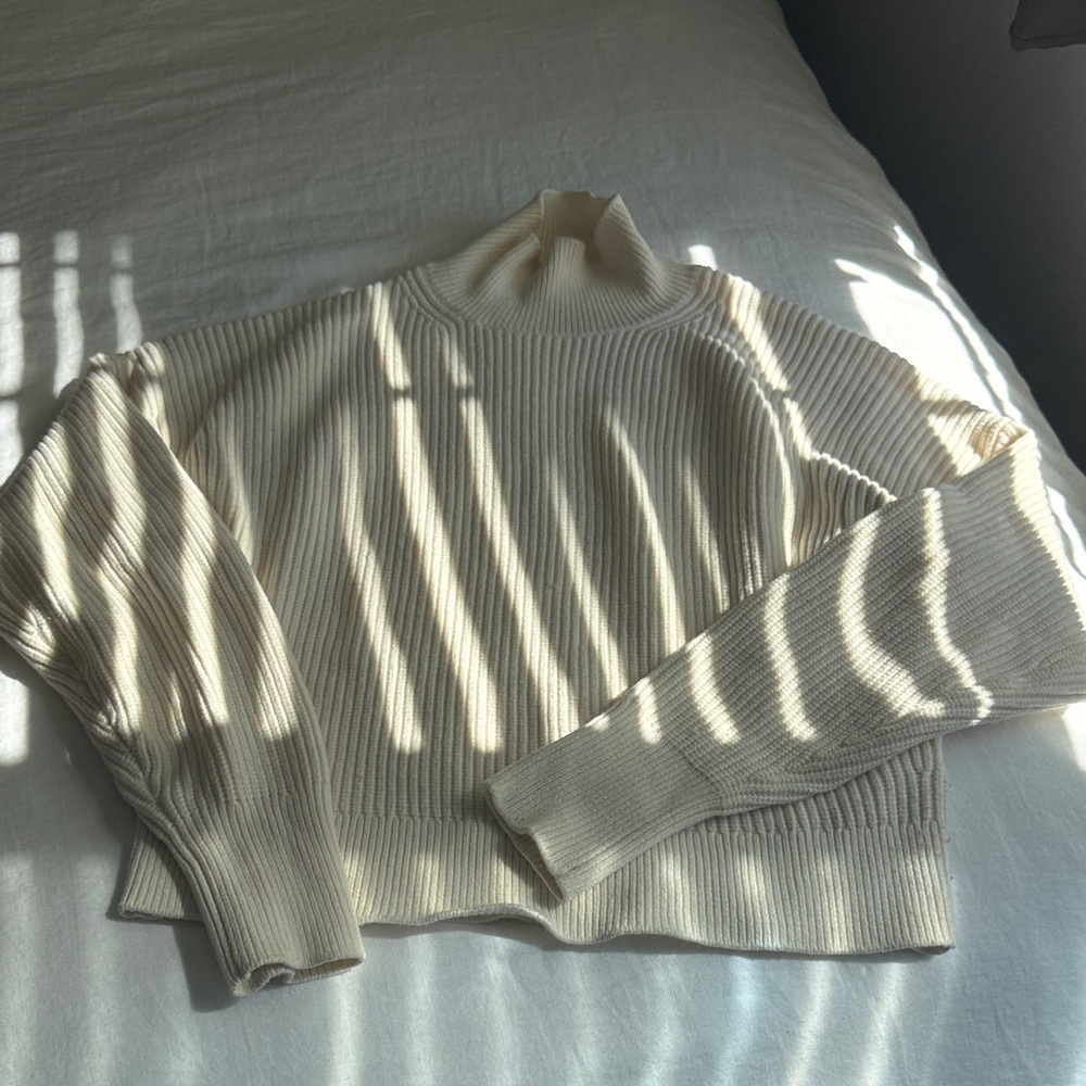 J. Crew Cream Ribbed Turtleneck Sweater